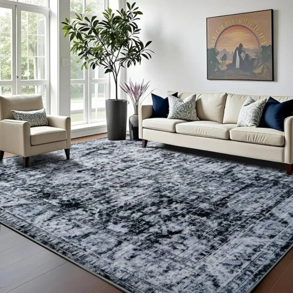 6x9 Vintage Washable Rug, Ultra-Soft, Non-Slip, Low Pile Carpet for Home & Room